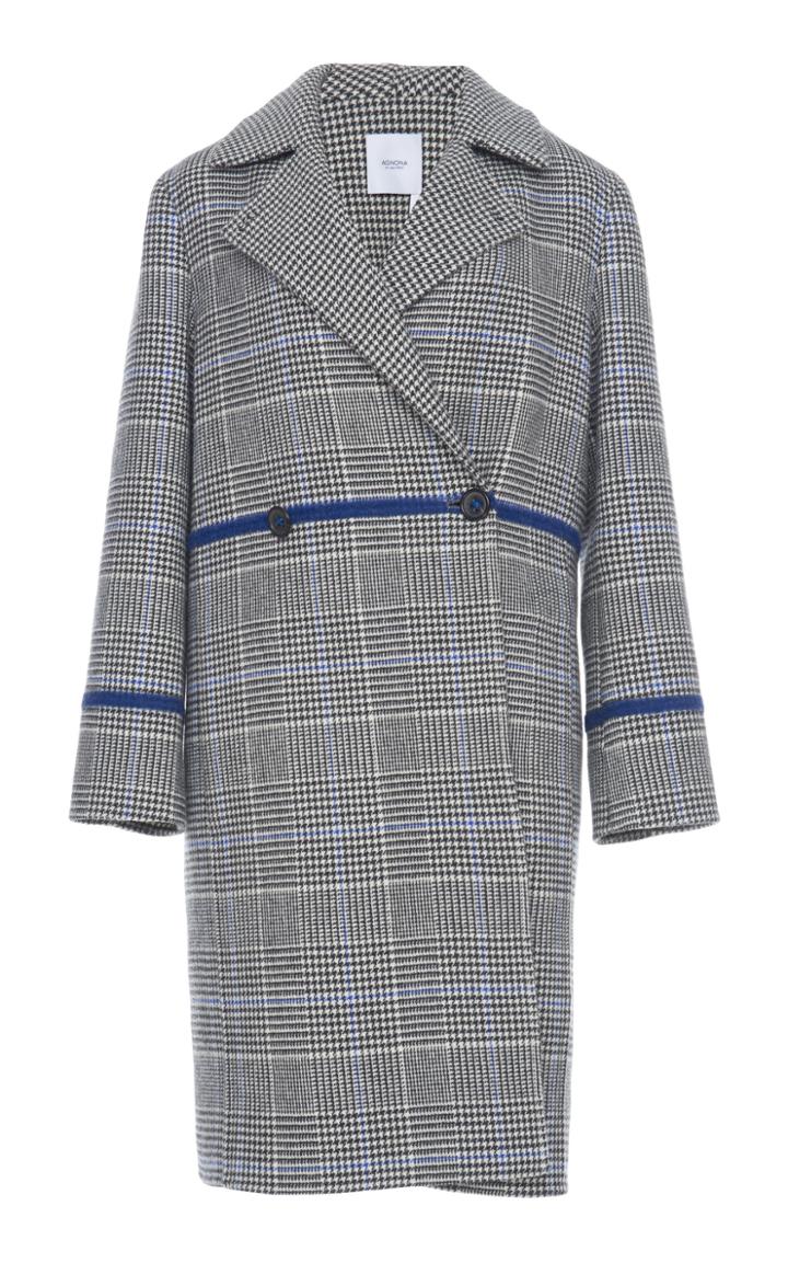 Agnona Wool Cashmere Check New Panel Coat