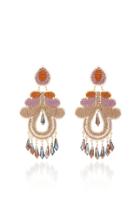 Mercedes Salazar Multicolor Thread And Crystal Clip Earrings