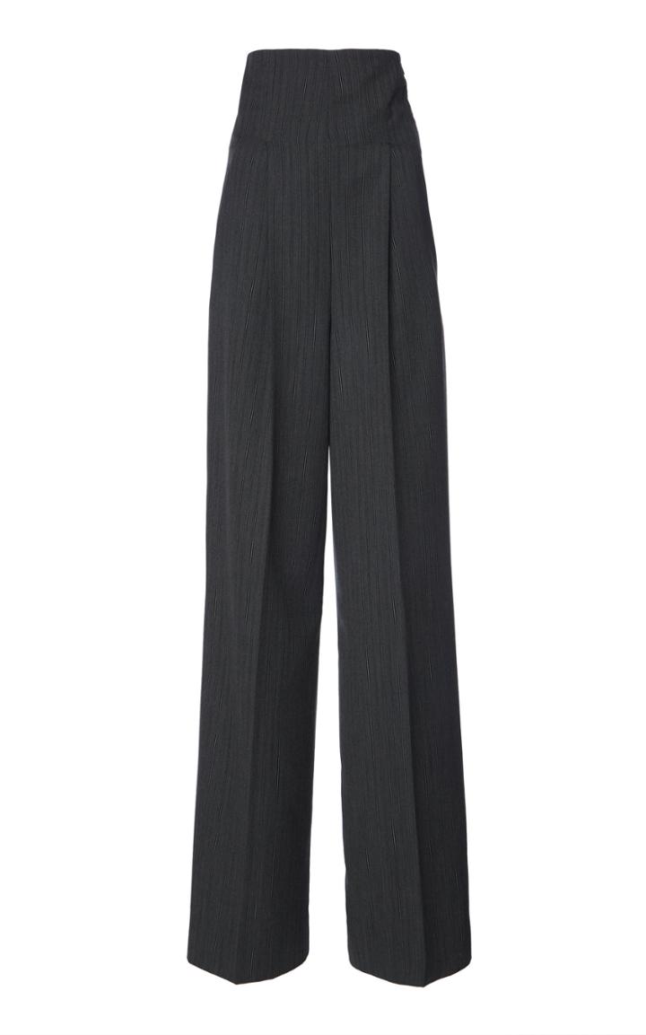 Salvatore Ferragamo Wool Pinstriped High-waisted Flared Trousers