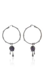 Roberto Cavalli Purple Enamel Blooming Earrings