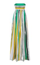 Prabal Gurung Layas Strapless Striped Lurex Gown