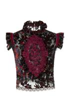 Costarellos Devore Flowers Ruffled Top