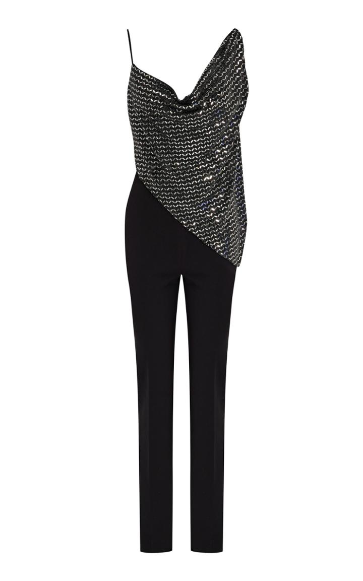 Moda Operandi Safiyaa Destiny Heavy Crepe And Trigon Jersey Jumpsuit