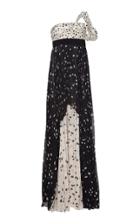 Silvia Tcherassi Salgar Polka-dot Satin-paneled Silk-chiffon Maxi Dres