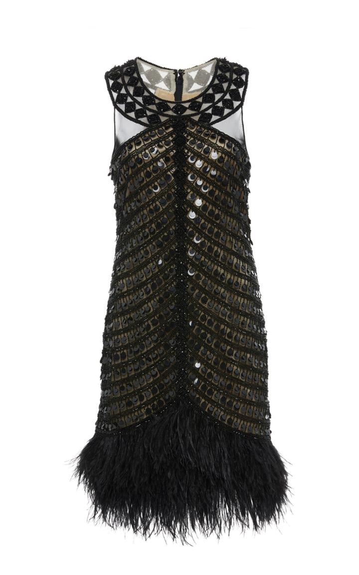 Joanna Mastroianni Racer Hand Beaded Mini Dress