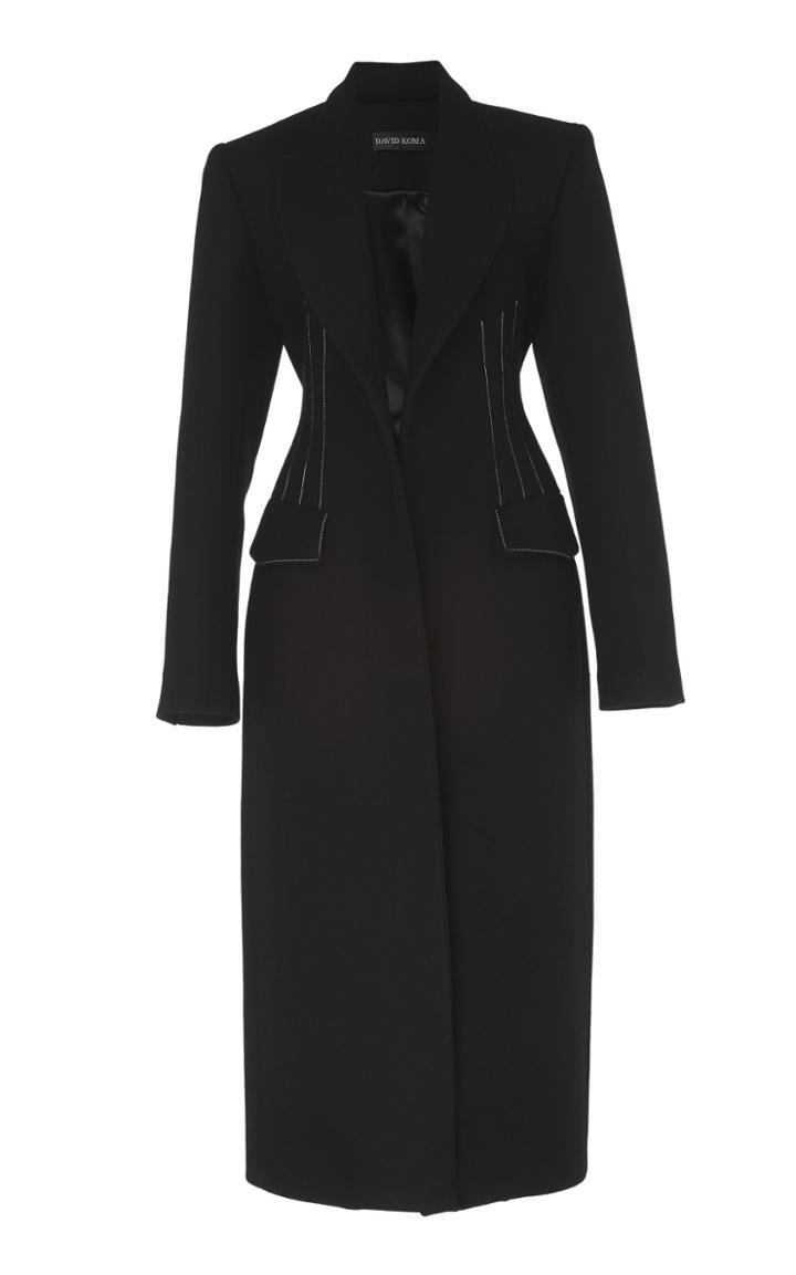 David Koma Corset Wool Coat