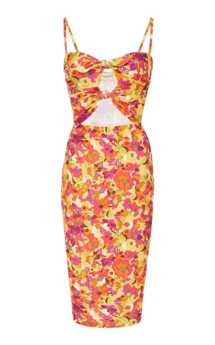 Adriana Degreas Fruits Print Short Dress With Knot Detail