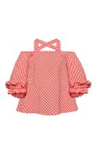 Marianna Senchina Off Shoulder Puff Sleeve Cutout Top