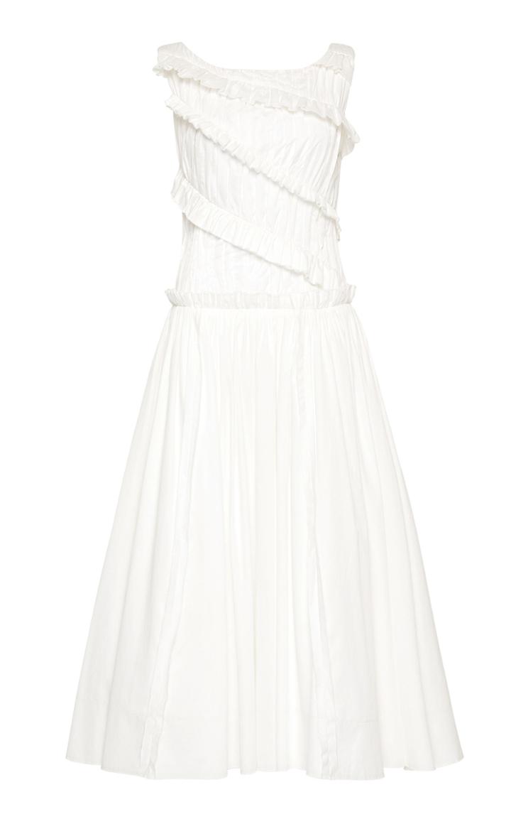 Moda Operandi Aje Hushed Ruffled Cotton Midi Dress