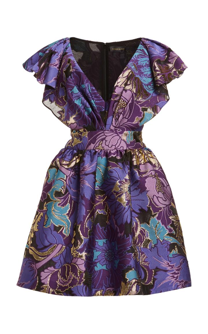 Moda Operandi Zuhair Murad Cooper Floral Jacquard Mini Dress