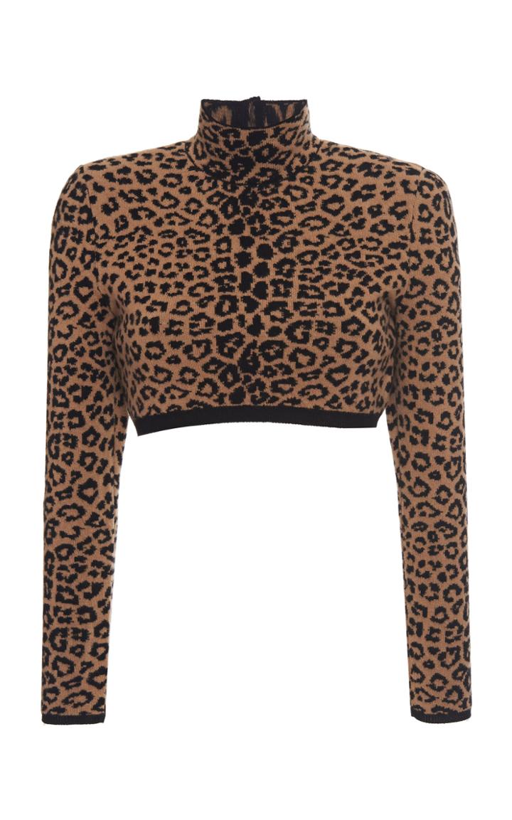 Dundas Leopard Printed Wool-blend Crop Top