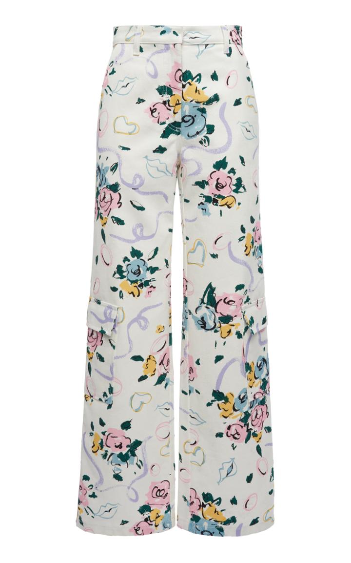 Moda Operandi Alessandra Rich Floral-printed Gabardine Wide-leg Cargo Pants