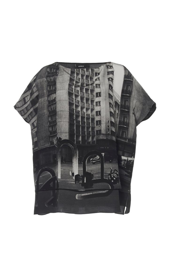 Akris Graphic Print Silk Top