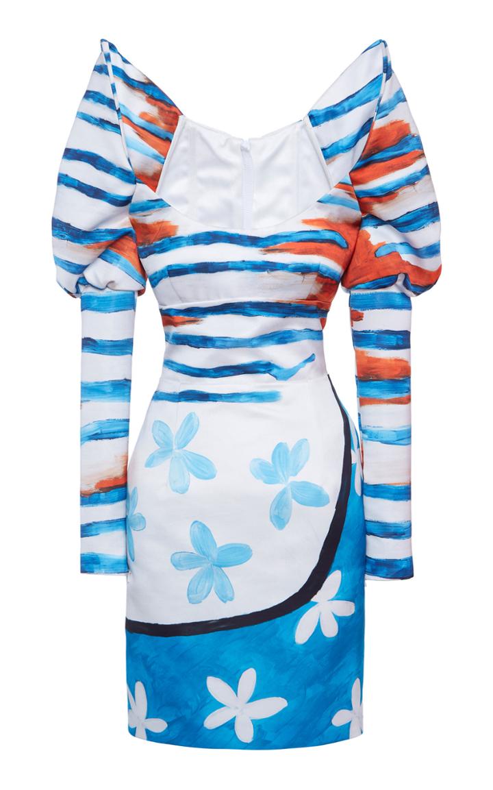 Moda Operandi Moschino Printed Exaggerated Shoulder Duchesse-satin Dress Size: 36