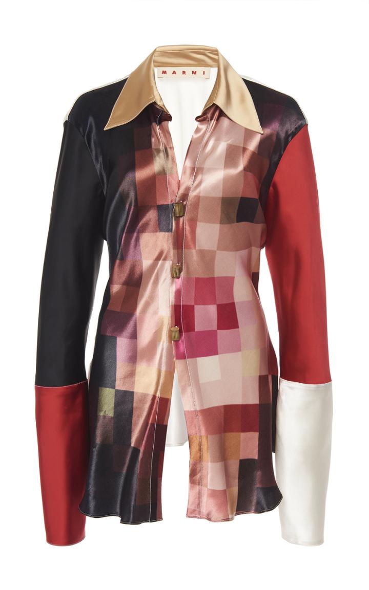 Marni Printed Grid Satin Shirt