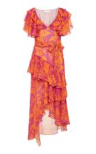 Borgo De Nor Valeria Belted Floral-print Silk Dress