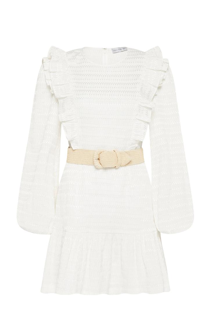 Moda Operandi Rebecca Vallance Jame Ruffled Embroidered Cotton-blend Mini Dress