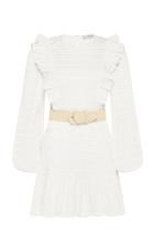 Moda Operandi Rebecca Vallance Jame Ruffled Embroidered Cotton-blend Mini Dress