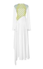 Moda Operandi Lanvin Asymmetric Check Print Satin Maxi Dress Size: 36