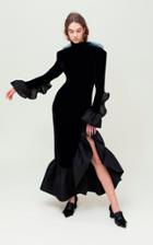 Moda Operandi Sandra Mansour Ruffled Velvet Midi Dress