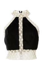 Patbo Velvet And Pearl Crop Top