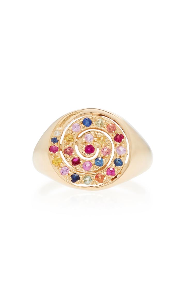 She Bee 14k Yellow Gold And Sapphire Spiral Ring