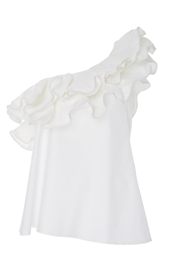 Johanna Ortiz M'o Exclusive Coral One Shouldered Ruffle Blouse