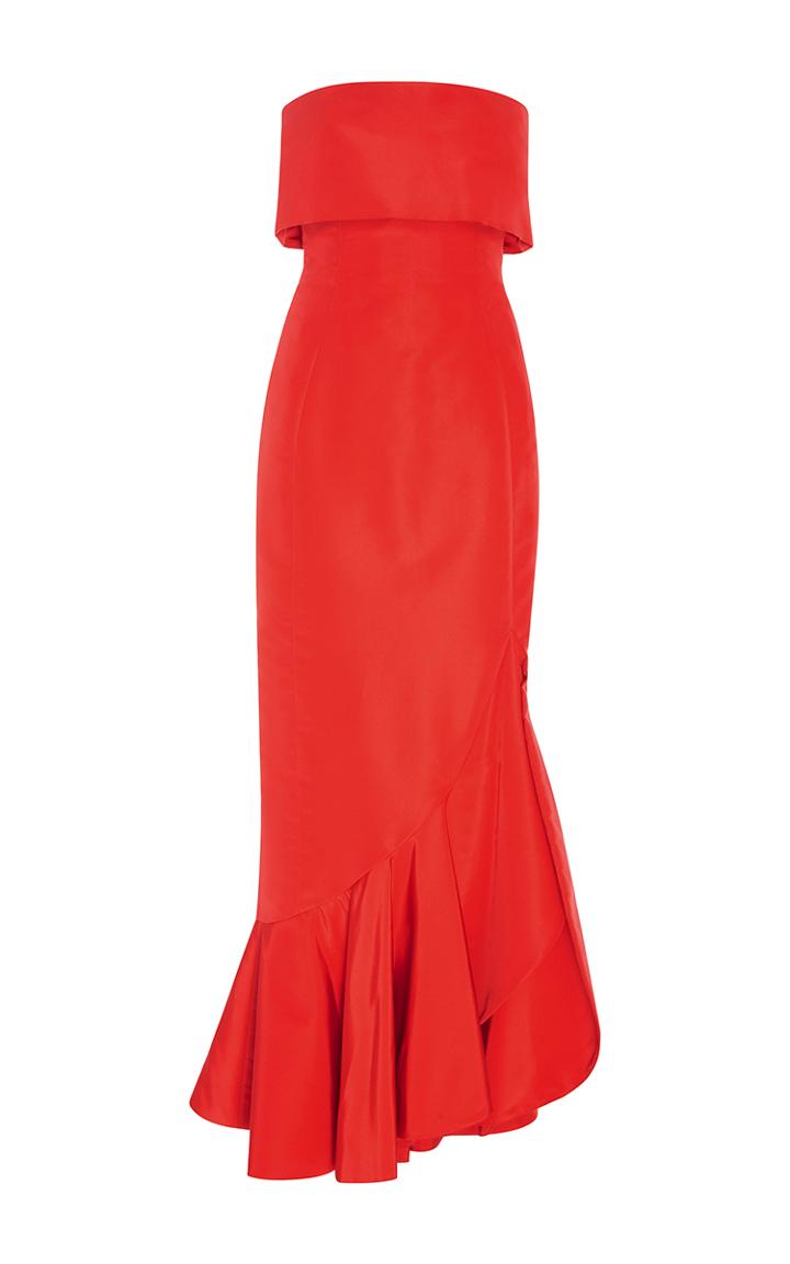 Oscar De La Renta Strapless Trompe L'oeil Trumpet Gown