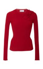 Red Valentino Ribbed Bow Knit Top