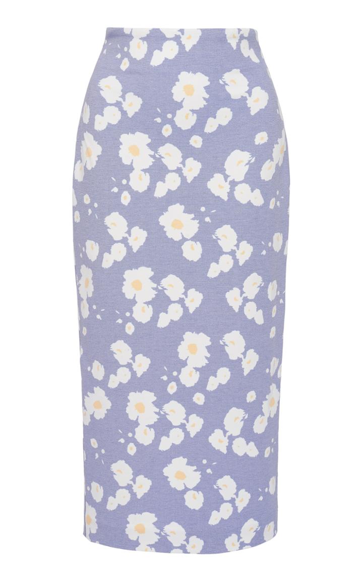 Leal Daccarett Monopox Patterned Crepe Pencil Skirt
