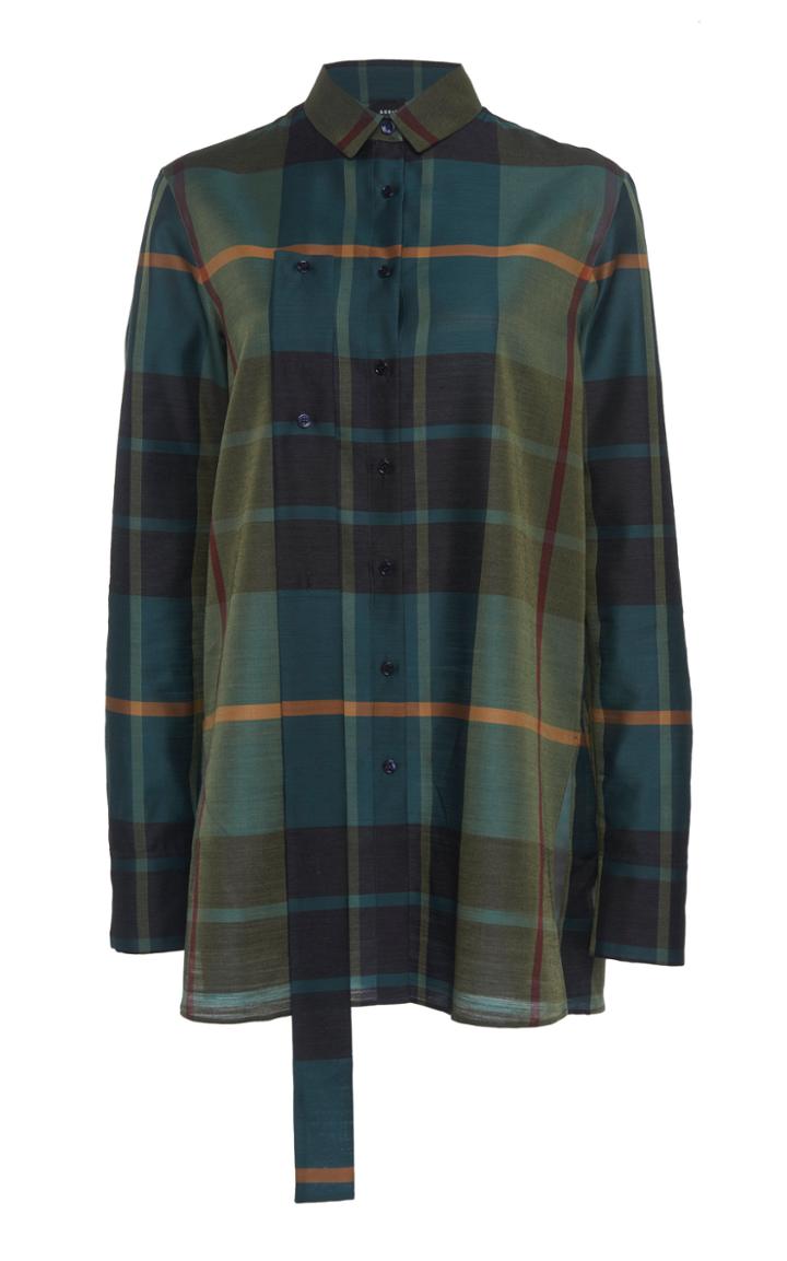 Akris Wool And Silk-blend Plaid Shirt