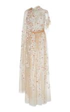 Sandra Mansour Fleur De Cerisier Embellished Cape Dress