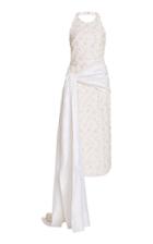 Markarian Draped Embellished Broderie Anglaise Cotton Midi Dress