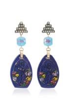 Lulu Frost One-of-a-kind Silver-tone, Enamel And Crystal Earrings