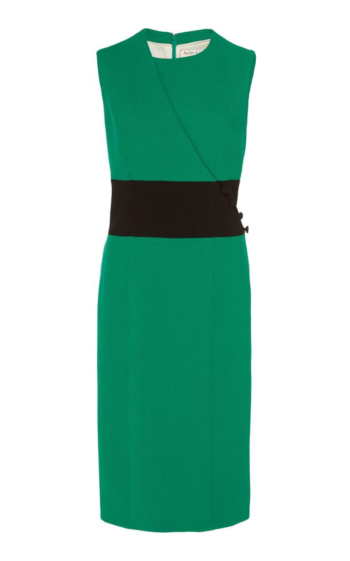 Herve Pierre Contrast Wrap Dress