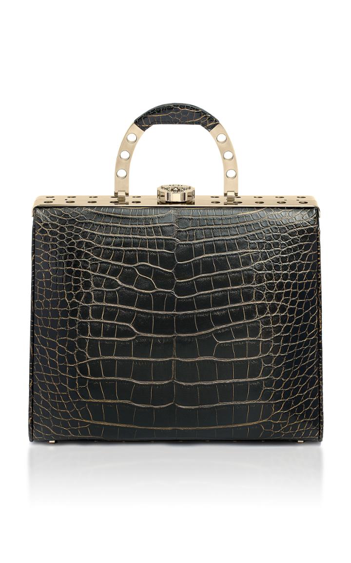 Bougeotte Titanium Best Secret Keeper Purse In Black And Gold Crocodile