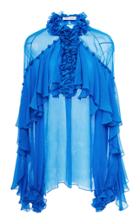 Prabal Gurung Frankie Long Sleeve V-neck Ruffle Blouse