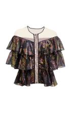 Genny Front Zip Ruffle Shirt