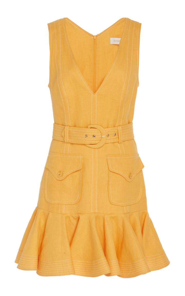 Zimmermann Belted Linen Peplum Mini Dress
