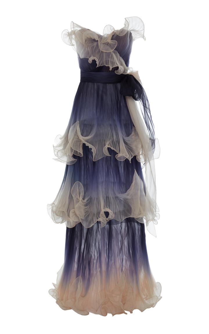 Marchesa Pleated Organza Gown