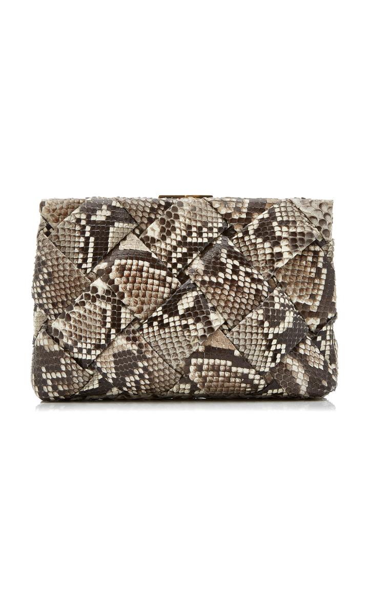 Moda Operandi Nancy Gonzalez Woven Frame Python Clutch