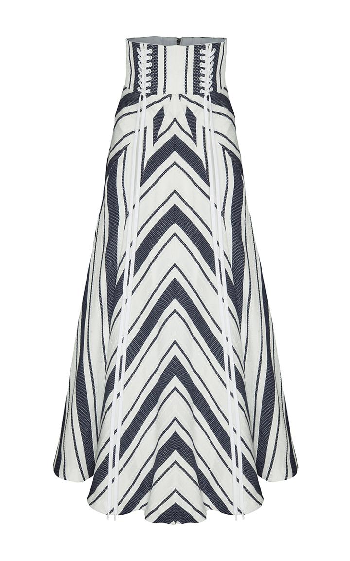 Alex Perry The Ashton Stripe Eyelet Midi Skirt