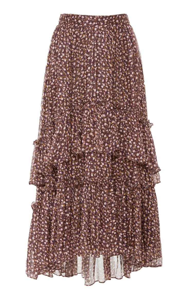 Ulla Johnson Maria Floral Silk-chiffon Midi Skirt