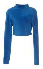 Sally Lapointe Chenille Cropped Mockneck Top