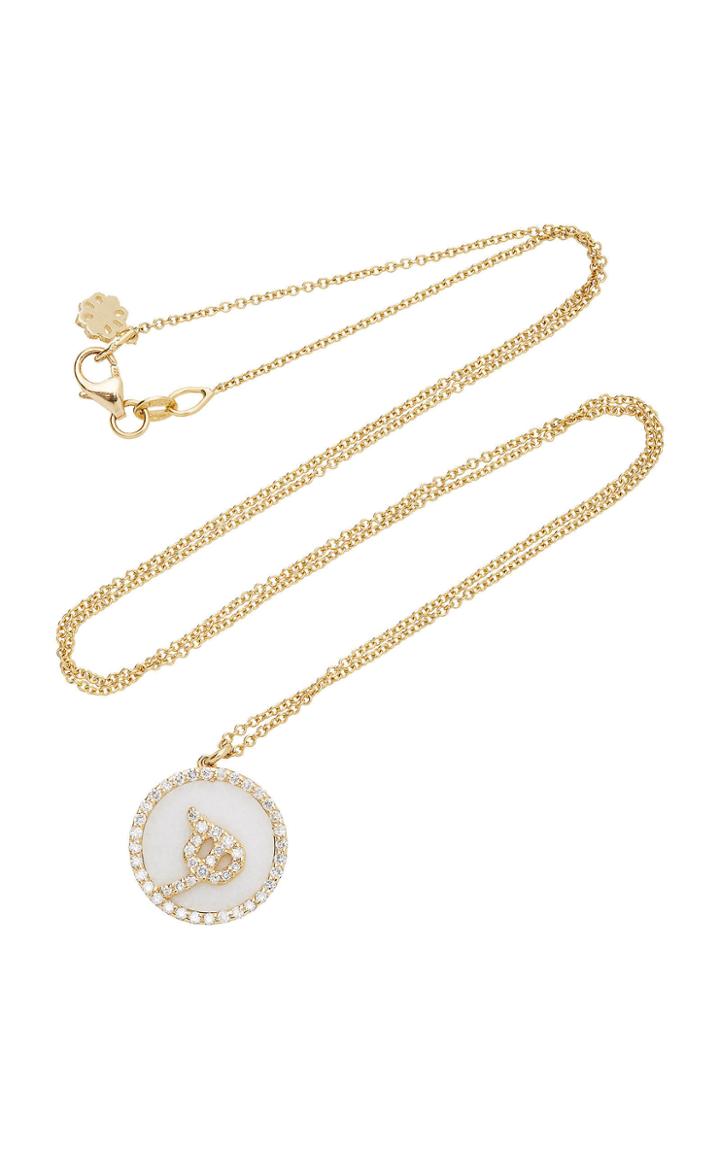 Noush Jewelry Treasure Disk Agate Perso-arabic Initial Necklace