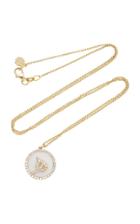 Noush Jewelry Treasure Disk Agate Perso-arabic Initial Necklace