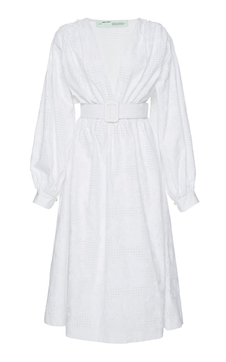 Off-white C/o Virgil Abloh 80's Midi Belted Cotton Dress
