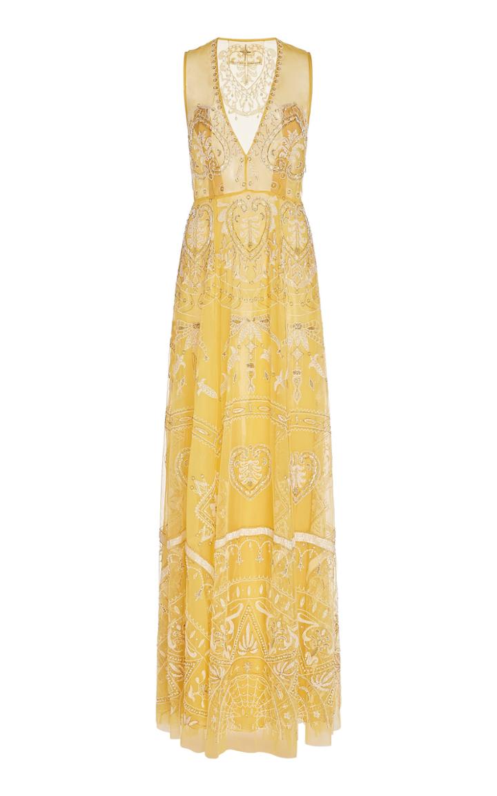 Cucculelli Shaheen Incendita A-line Embroidered Tulle Dress