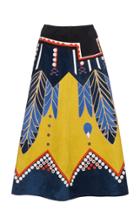 Valentino Printed Suede Midi Skirt
