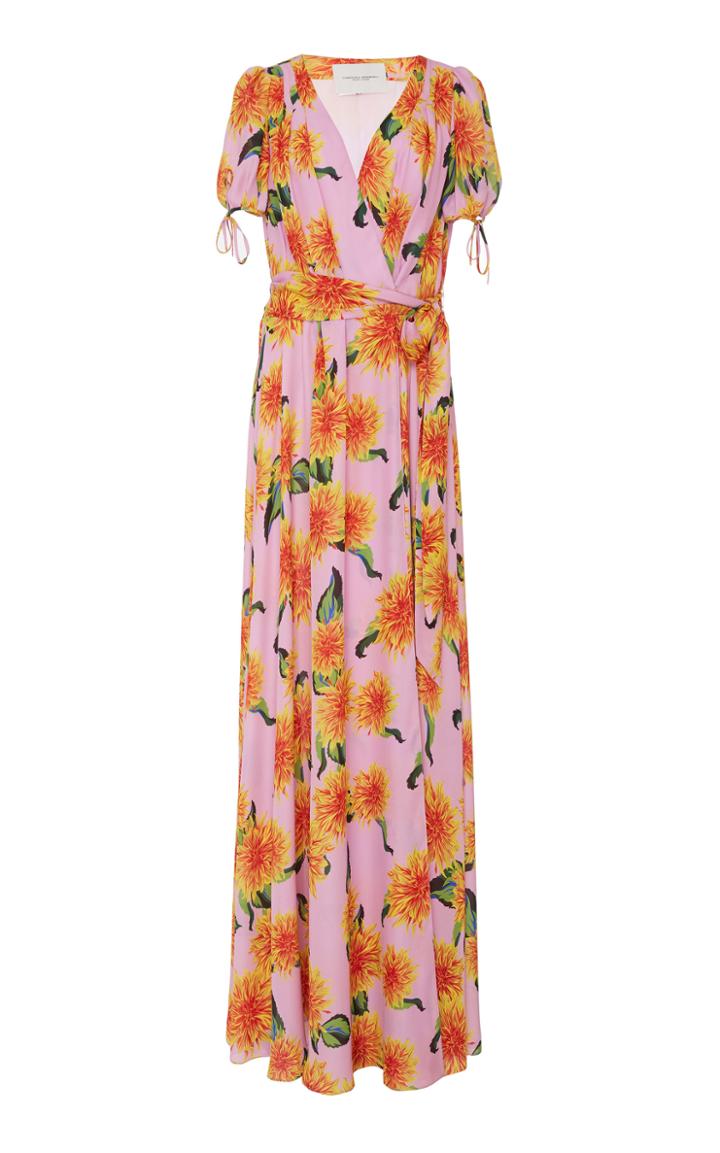 Carolina Herrera V-neck Short Sleeve Gown